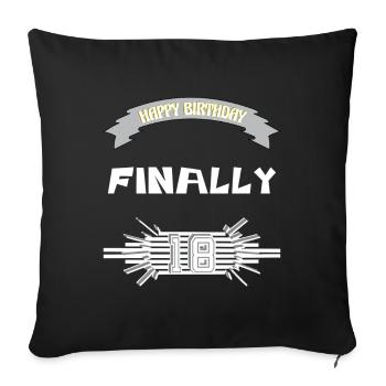 Joyeux anniversaire, 18e anniversaire, cadeau - Coussin et housse de 45 x 45 cm - noir - Devant