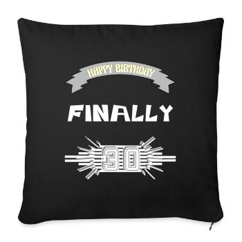 Joyeux anniversaire, cadeau, - Coussin et housse de 45 x 45 cm - noir - Devant