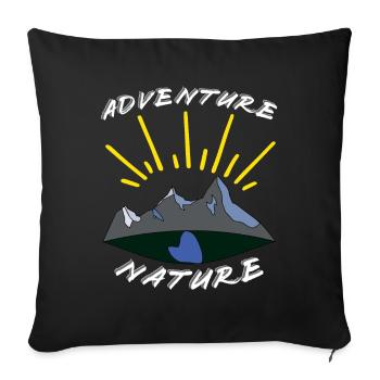Adenture Nature, Aventure Nature, Camping - Coussin et housse de 45 x 45 cm - noir - Devant