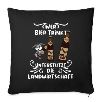 Bier trinken und die Landwirtschaft unterstützen - Sofakissen mit Füllung 45 x 45 cm - Schwarz - Vorne