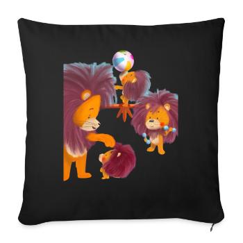 Lio Löwe übt für den Auftritt - Sofakissen mit Füllung 45 x 45 cm - Schwarz - Vorne