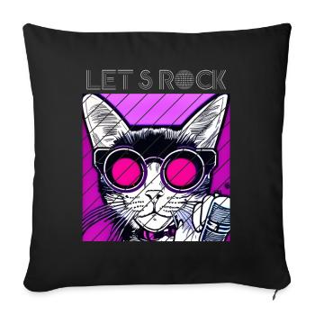 Let's Rock - Cat - Sofa pillow with filling 45cm x 45cm - black - Front