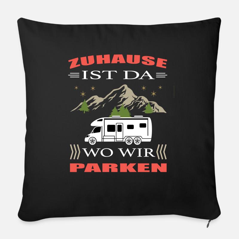 Stellplatz Van Camping Caravan Wohnmobil - Sofakissen mit Füllung 45 x 45 cm - Schwarz
