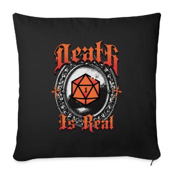 Stylo de donjon de table et papier dés sort mort - Coussin et housse de 45 x 45 cm - noir - Devant