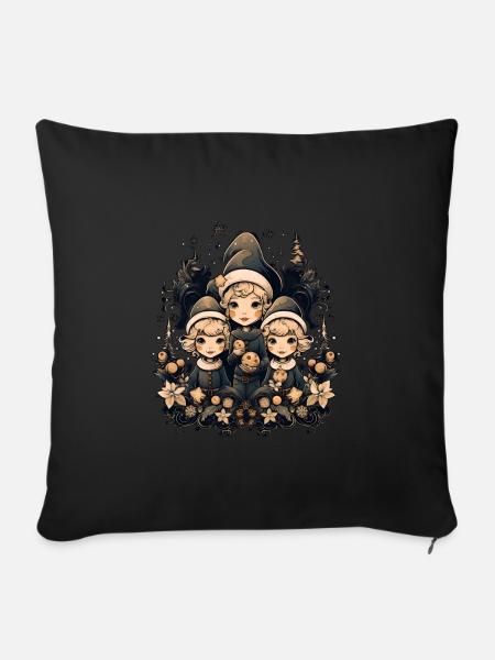 Weihnachtsmann, Ugly Christmas, Elfen - Sofakissen mit Füllung 45 x 45 cm - Schwarz