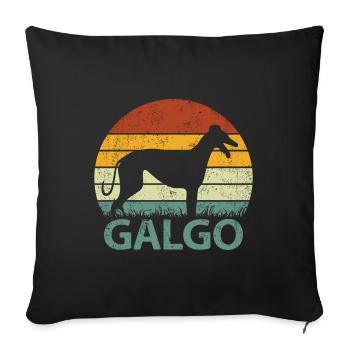 Galgo Espanol Espagne Greyhound Dog Vintage - Coussin et housse de 45 x 45 cm - noir - Devant