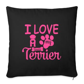 Norwich Terrier Dog Mama Mom I Love my Pink - Sofa pillow with filling 45cm x 45cm - black - Front