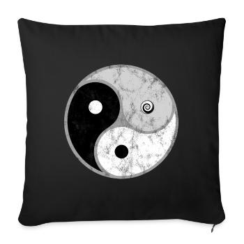 Dreifaches Yin Yang, Gankyil, Tao, Zen Buddhismus - Sofakissen mit Füllung 45 x 45 cm - Schwarz - Vorne