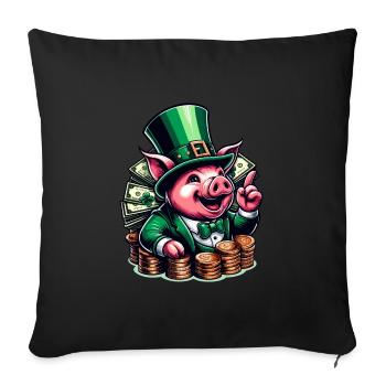 LUCKY PIG JACKPOT MONEY RICH PROSPERITY GREEN - Sofa pillow with filling 45cm x 45cm - black - Front