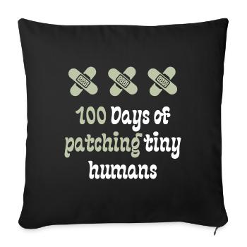 100 jours à patcher de minuscules humains - Coussin et housse de 45 x 45 cm - noir - Devant