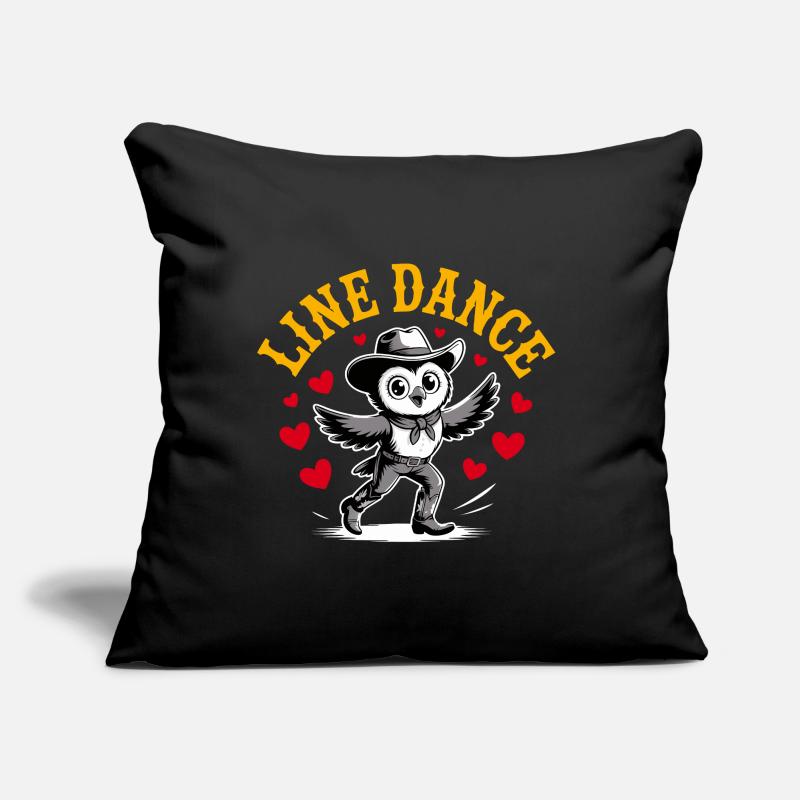 Line Dance Eule lustige Eule mit Stetson und Boots Sofakissen mit Füllung 45 x 45 cm