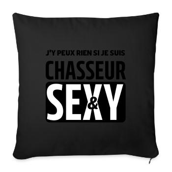 J'y peux rien si je suis chasseur & Sexy - Coussin et housse de 45 x 45 cm - noir - Devant