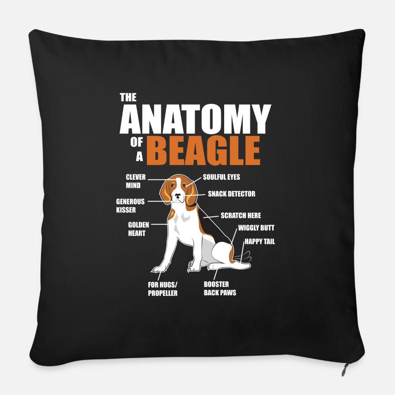 Die Anatomie eines Beagles - lustige Hundebilder - Sofakissen mit Füllung 45 x 45 cm - Schwarz