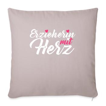 Éducatrice avec éducateur de coeur Kita nourrice - Coussin et housse de 45 x 45 cm - taupe clair - Devant
