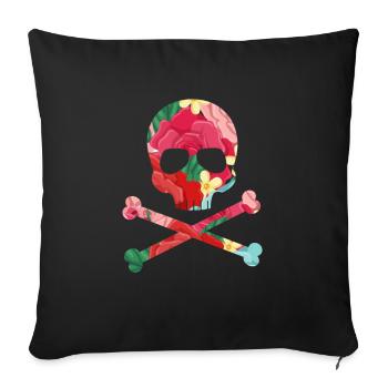 Tête de corps de pirat fleuri - Coussin et housse de 45 x 45 cm - noir - Devant