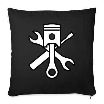 Pistons and tools 2c (+ your text) - Sofa pillow with filling 45cm x 45cm - black - Front