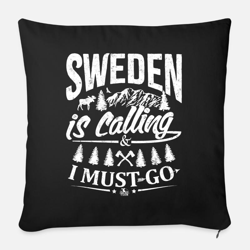 La Suède appelle et je dois y aller - Suède - Coussin et housse de 45 x 45 cm - noir