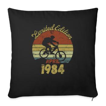 Birthday Bicycle Bike April 1984 - Sofa pillow with filling 45cm x 45cm - black - Front