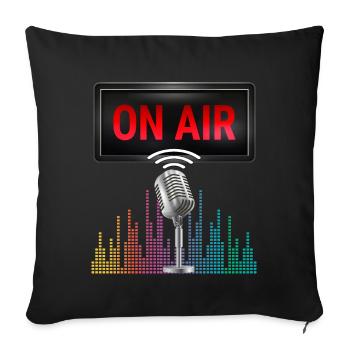 À l’antenne - YT ou Podcast - Coussin et housse de 45 x 45 cm - noir - Devant