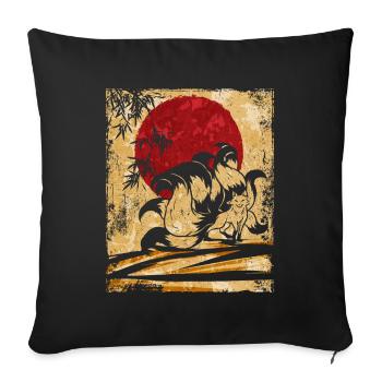 Neunschwänziger Fuchs Japanische Retro Kunst - Sofakissen mit Füllung 45 x 45 cm - Schwarz - Vorne