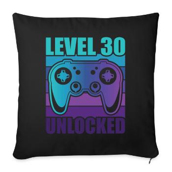 30th Birthday Gamer Gaming Level 30 Débloqué - Coussin et housse de 45 x 45 cm - noir - Devant