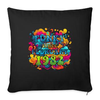 Funky Birthday: February 1982 - Psychadelic - Sofa pillow with filling 45cm x 45cm - black - Front