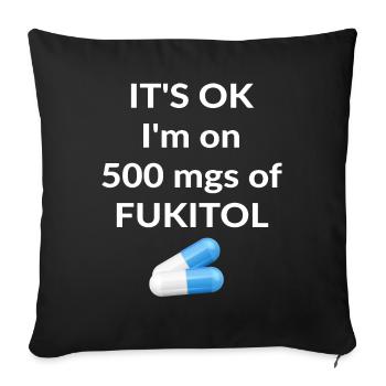 Ce n’est pas grave, je prends 500 mg de FUKITOL - Coussin et housse de 45 x 45 cm - noir - Devant
