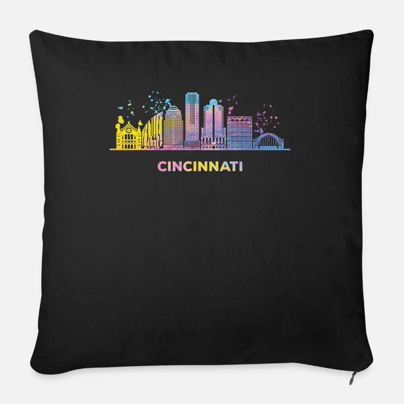 Cincinnatian Skyline Cincinnati - Sofakissen mit Füllung 45 x 45 cm - Schwarz