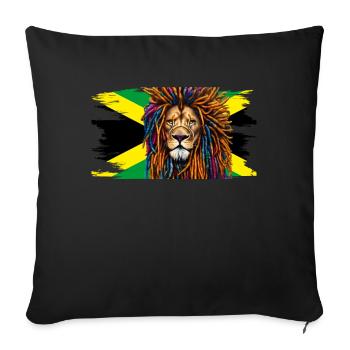 Jamaica Lion Rastafari Reggae Musique - Coussin et housse de 45 x 45 cm - noir - Devant