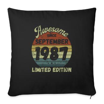 Awesome since September 1987 - Geburtstag - Sofakissen mit Füllung 45 x 45 cm - Schwarz - Vorne