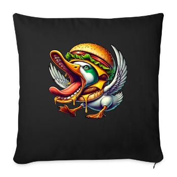 Aggressive Duck Burger Whimsical Fast Food Fun - Sofa pillow with filling 45cm x 45cm - black - Front