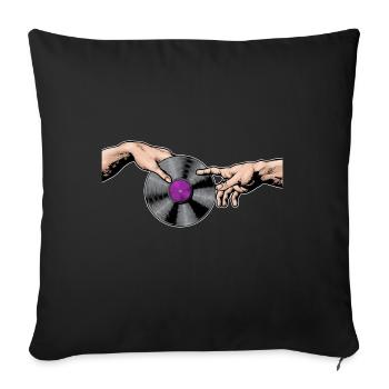 Michelangelo hands with vinyl, record, music - Sofa pillow with filling 45cm x 45cm - black - Front