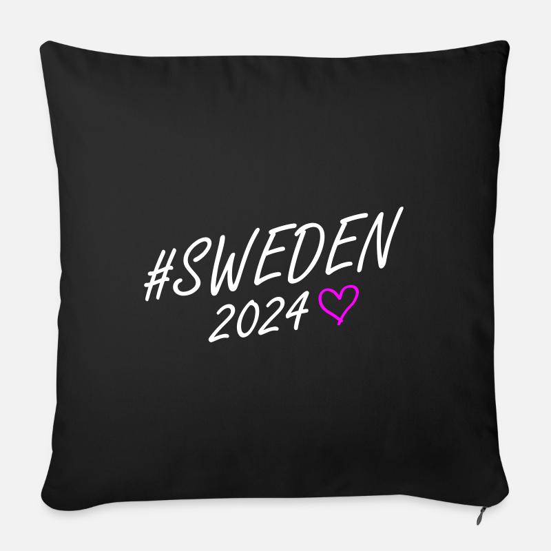 Schweden 2024 Herz Reise - Sofakissen mit Füllung 45 x 45 cm - Schwarz