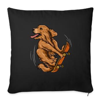 Skateboarding Golden Retriever - Hund Skateboardfahrer - Sofakissen mit Füllung 45 x 45 cm - Schwarz - Vorne