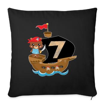 Birthday 7 years Pirate Gift - Sofa pillow with filling 45cm x 45cm - black - Front