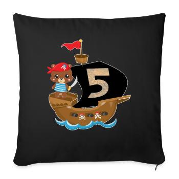 Birthday 5 Years Pirate Birthday Shirt Gift - Sofa pillow with filling 45cm x 45cm - black - Front