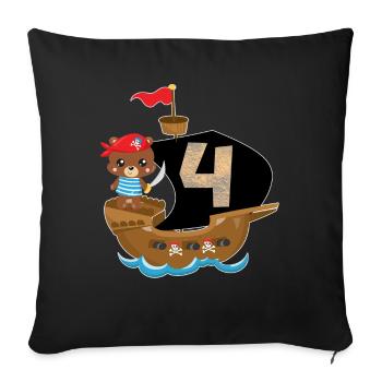 Birthday 4 Years Pirate Birthday Shirt Gift - Sofa pillow with filling 45cm x 45cm - black - Front