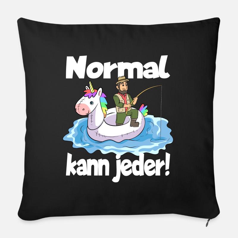 Normal Kann Jeder - Angeln Einhorn Gummiboot - Sofakissen mit Füllung 45 x 45 cm - Schwarz