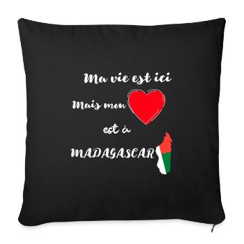 Passion Ile de Madagascar / Drapeau malgache - Coussin et housse de 45 x 45 cm - noir - Devant