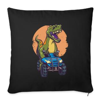 T Rex Riding Quad Bike - Funny Trex Dinosaur Rider - Coussin et housse de 45 x 45 cm - noir - Devant