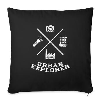 Urbexer Urban Explorer | lost place - Sofa pillow with filling 45cm x 45cm - black - Front