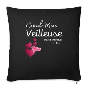Grand mère merveilleuse cadeau mamie personnalisé - Coussin et housse de 45 x 45 cm - noir - Devant
