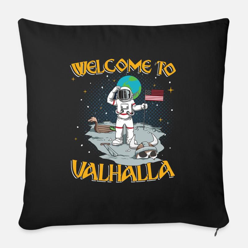 Welcome to Valhalla - Sofakissen mit Füllung 45 x 45 cm - Schwarz