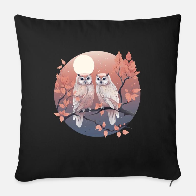 Niedliche Eule Vogel Pärchen Vogelpaar für einen - Sofakissen mit Füllung 45 x 45 cm - Schwarz