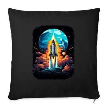 Space Weltraum Raumschiff Start Abheben Lift Off - Sofakissen mit Füllung 45 x 45 cm - Schwarz - Vorne