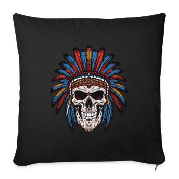 Apache Indian Chief Skull - Sofa pillow with filling 45cm x 45cm - black - Front
