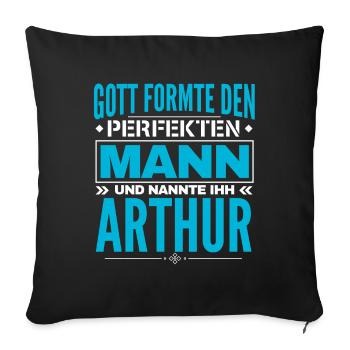 Arthur Name Design - Sofakissen mit Füllung 45 x 45 cm - Schwarz - Vorne