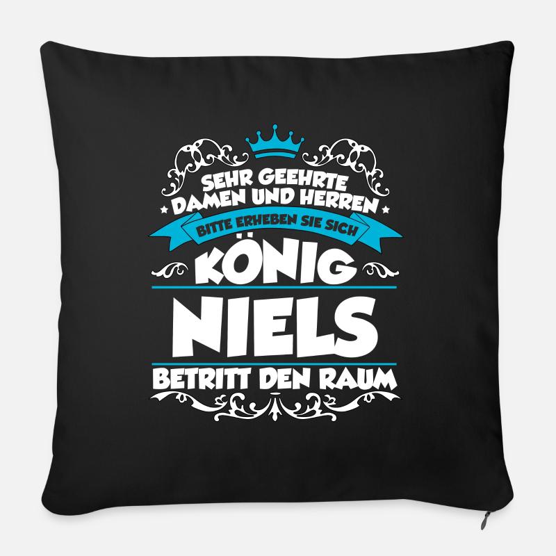 Niels Name Design - Sofakissen mit Füllung 45 x 45 cm - Schwarz