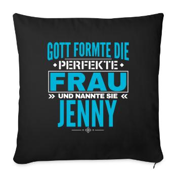 Conception du nom Jenny - Coussin et housse de 45 x 45 cm - noir - Devant