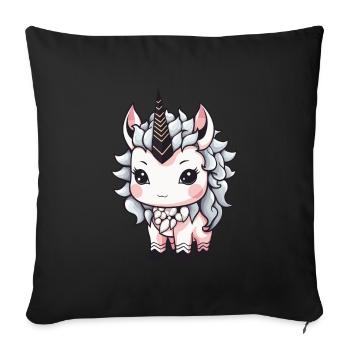 Licorne Animal Bébé Bande Dessinée - Coussin et housse de 45 x 45 cm - noir - Devant